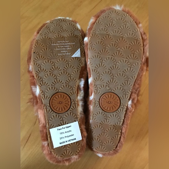 UGG Fluff Yeah Oh Yeah Women’s Fuzzy Slides Tan And White Slides Size 7 - Picture 6 of 8